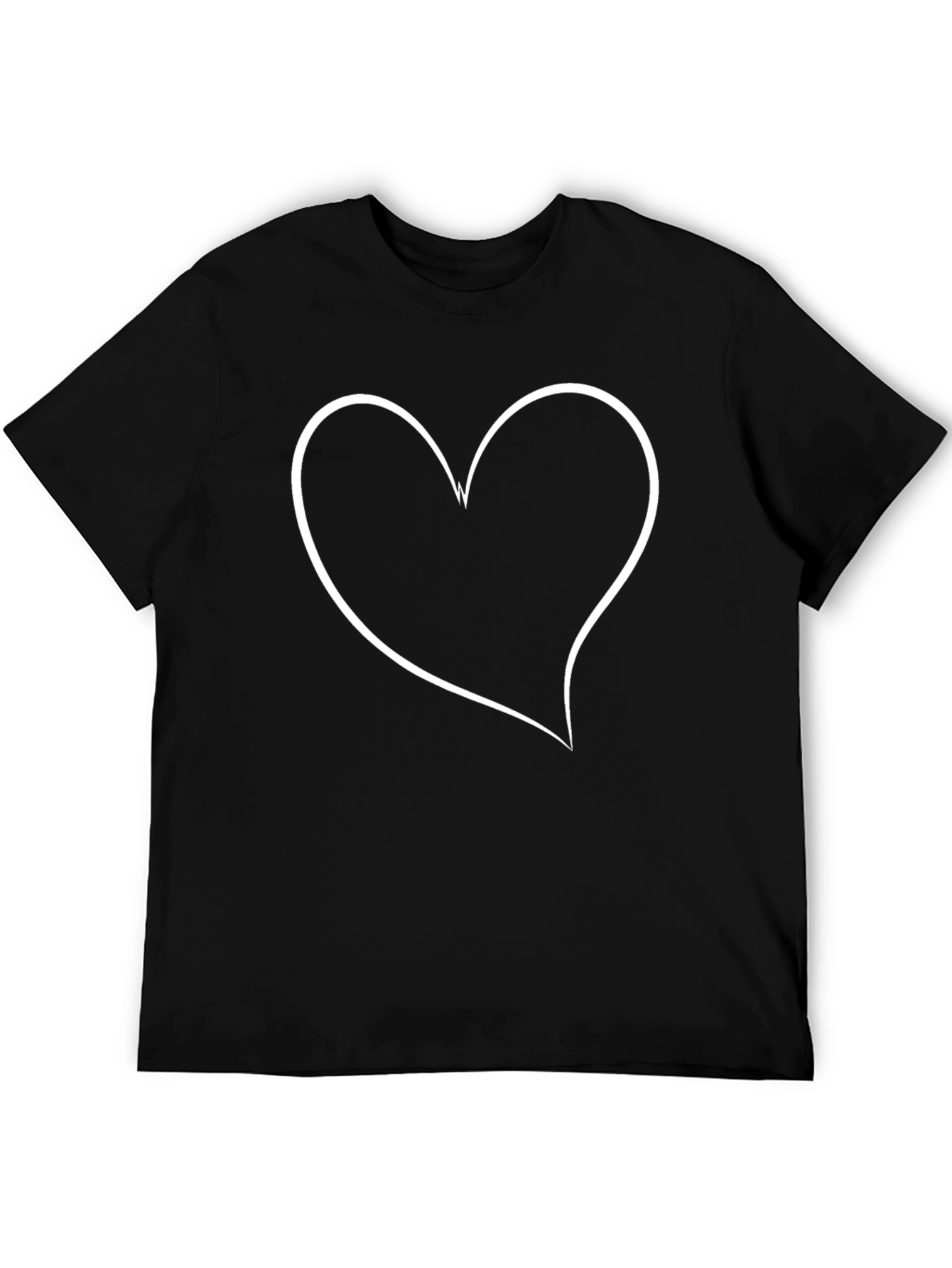 Heart Outline Black T-Shirt - Stylish & Simple
