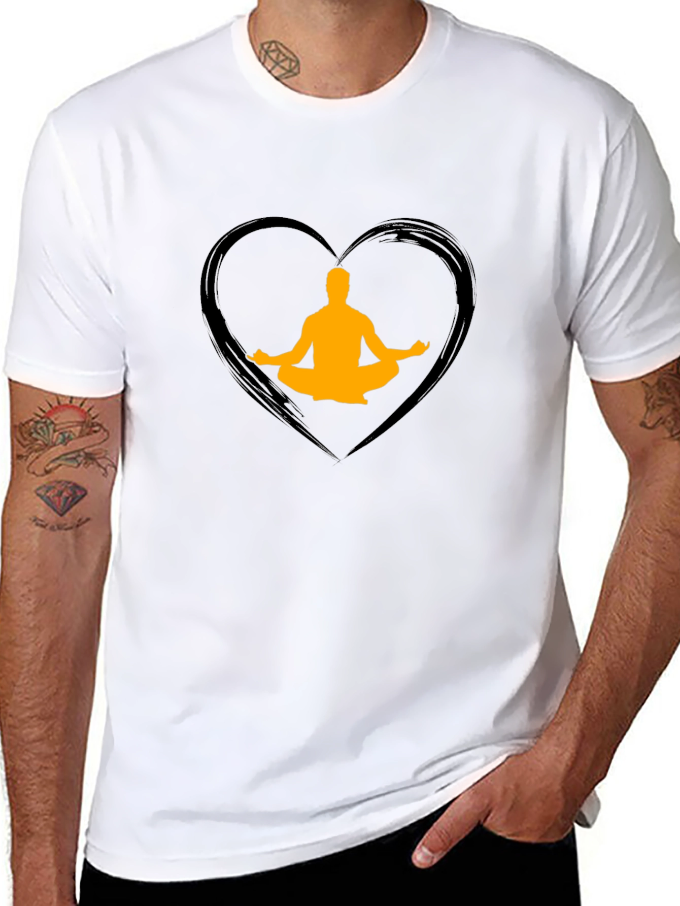 Yoga Heart Graphic Tee - Mens Black T-Shirt