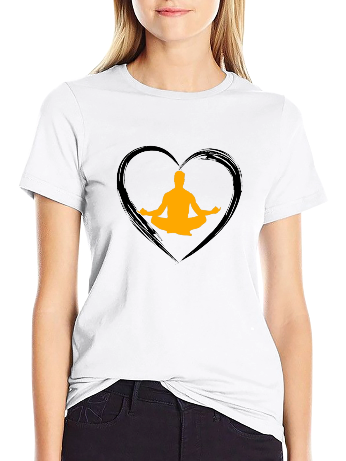 Yoga Heart Graphic Tee - Mens Black T-Shirt