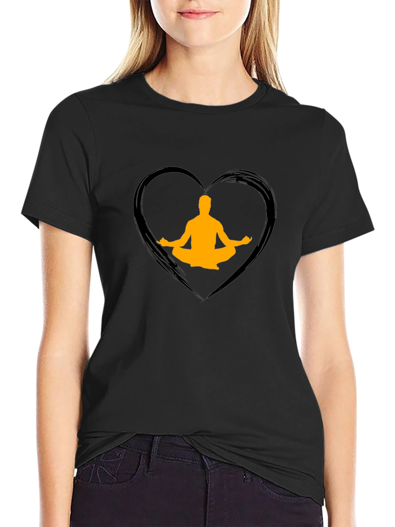 Yoga Heart Graphic Tee - Mens Black T-Shirt