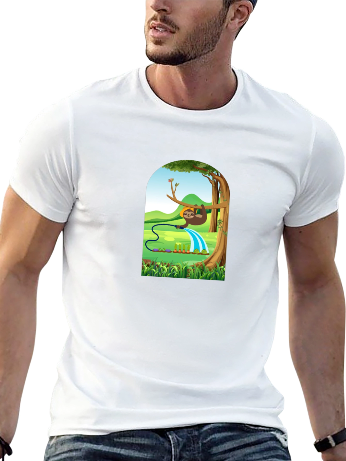 Sloth Gardener Graphic Tee - Black