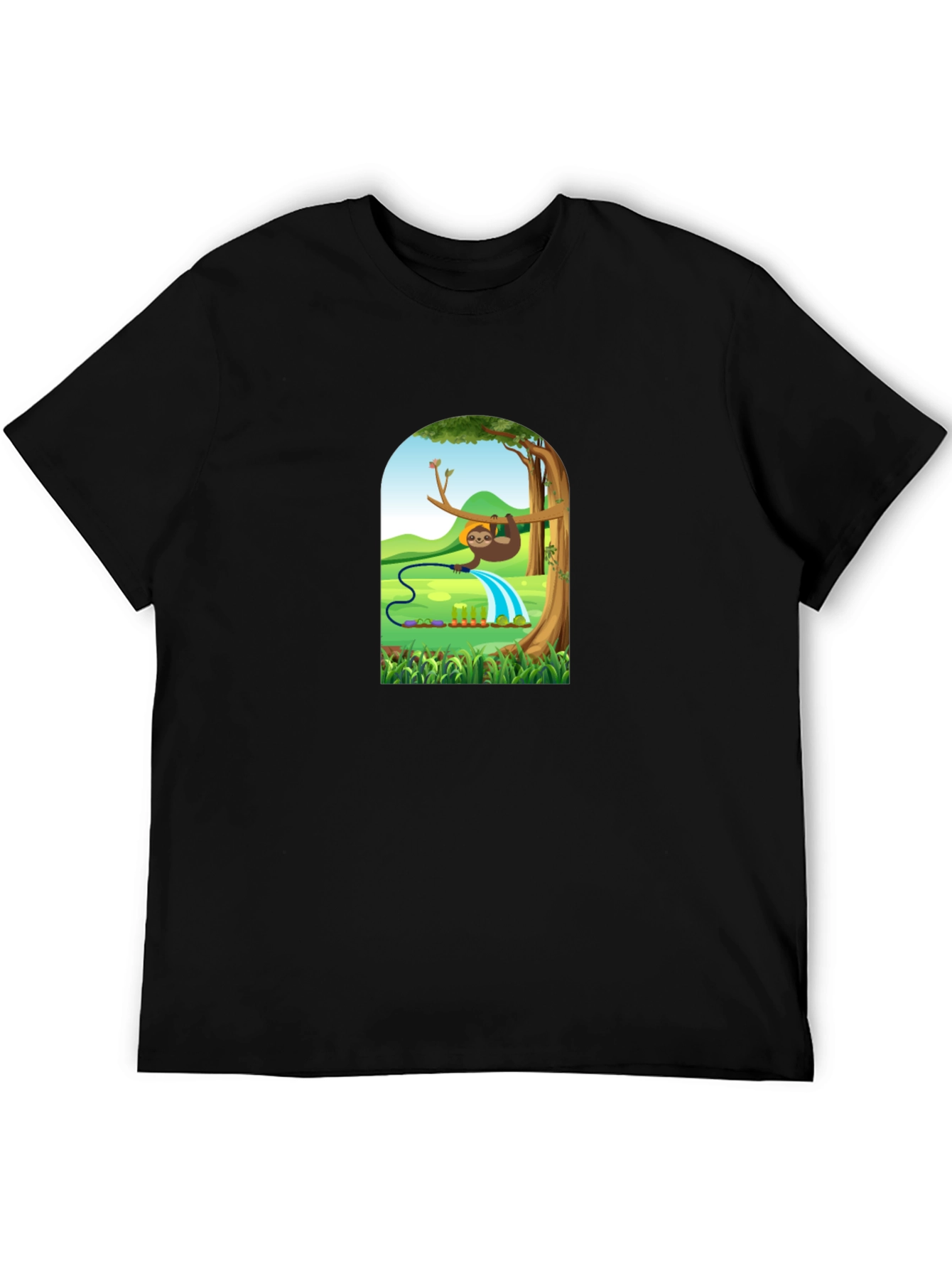 Sloth Gardener Graphic Tee - Black