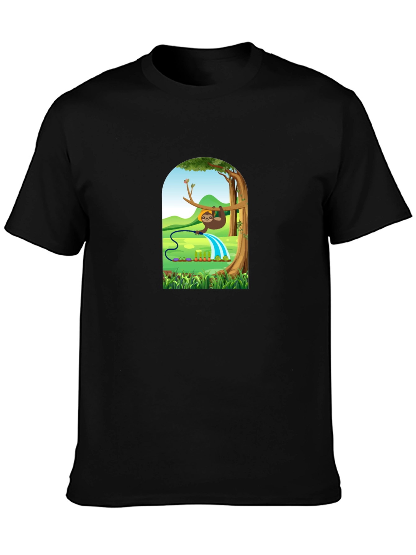 Sloth Gardener Graphic Tee - Black