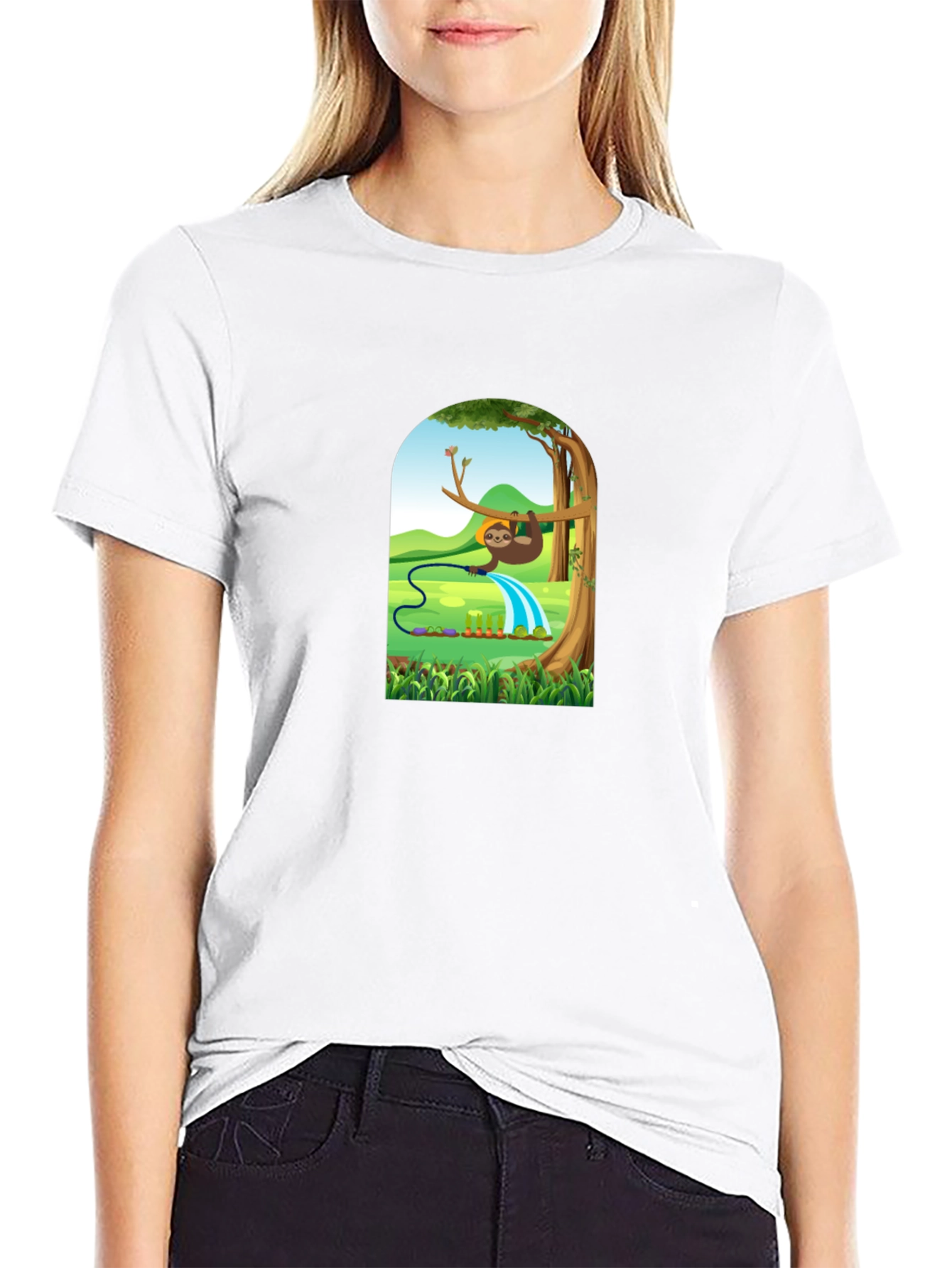 Sloth Gardener Graphic Tee - Black