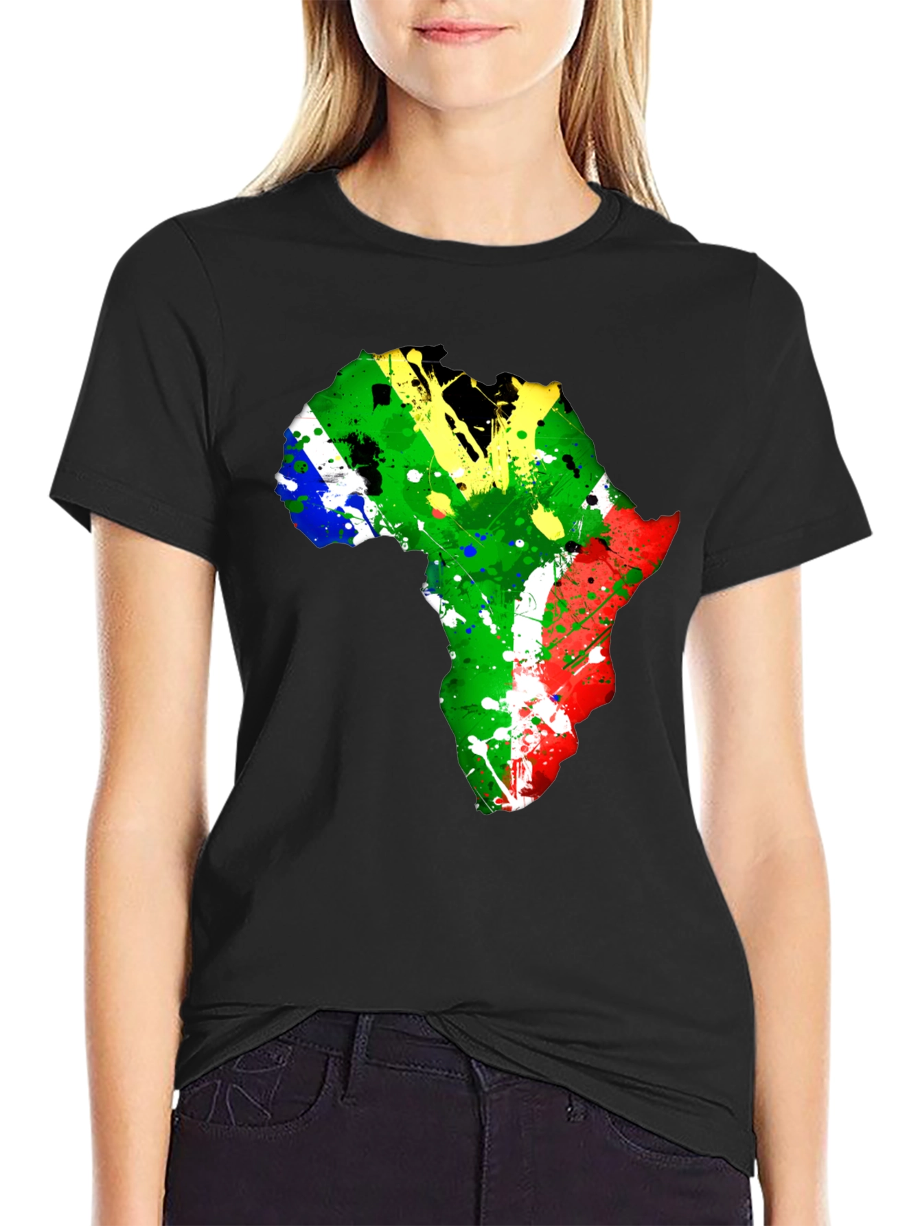 Africa Map Splatter Print T-Shirt