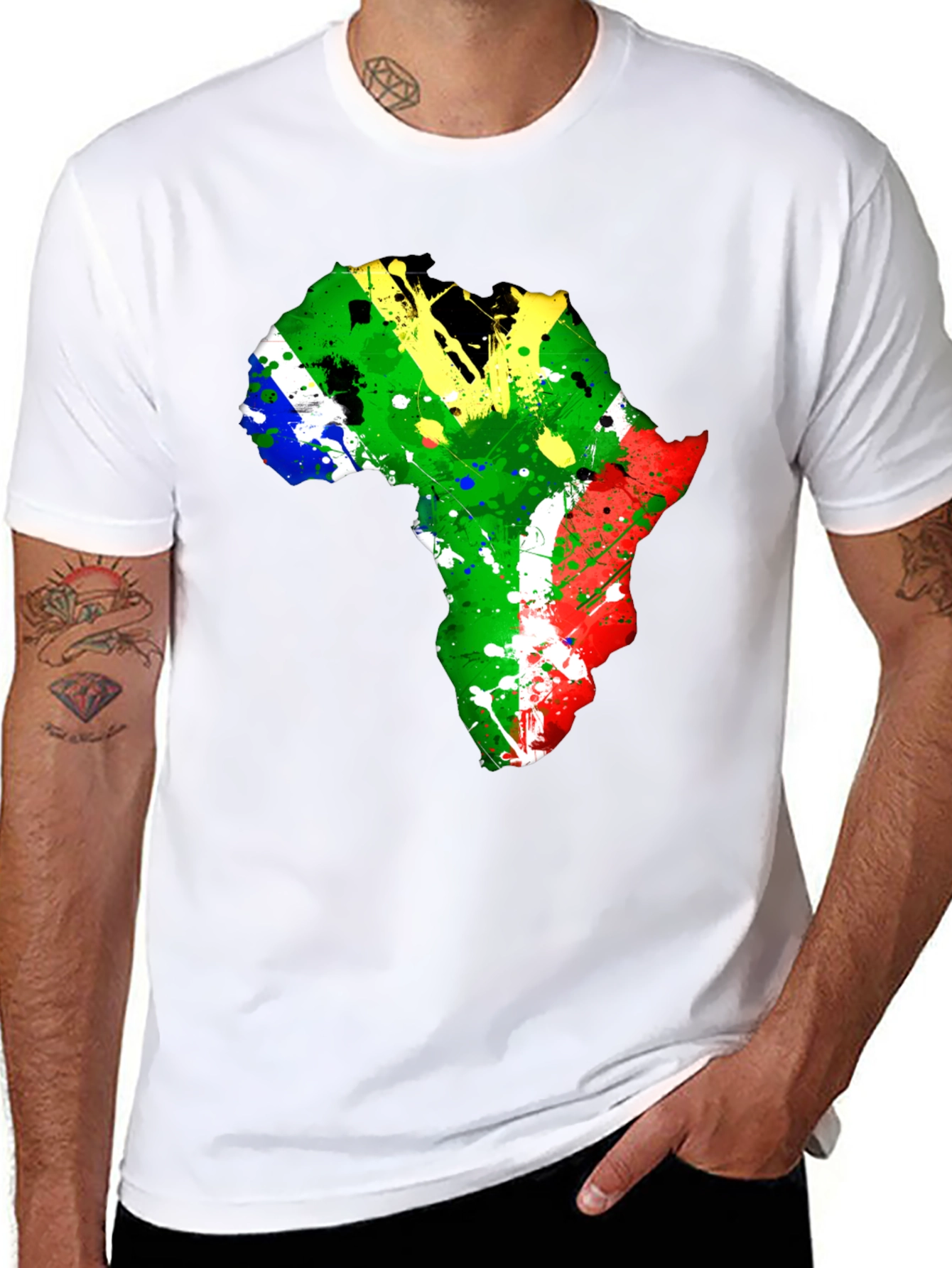 Africa Map Splatter Print T-Shirt