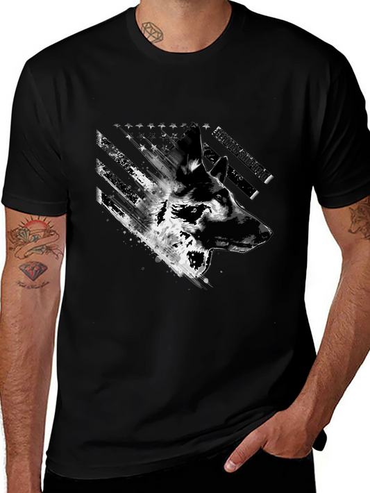 German Shepherd US Flag Graphic Tee