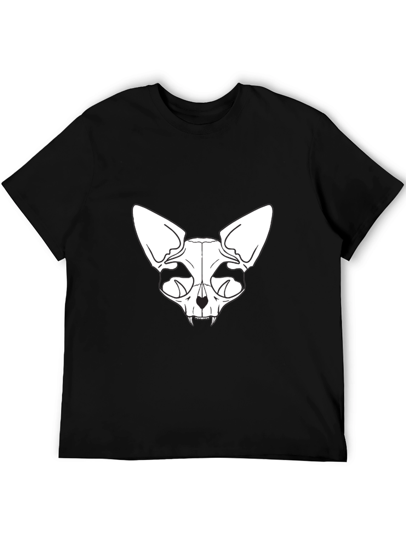 Skull Cat Graphic Tee - Black T-Shirt