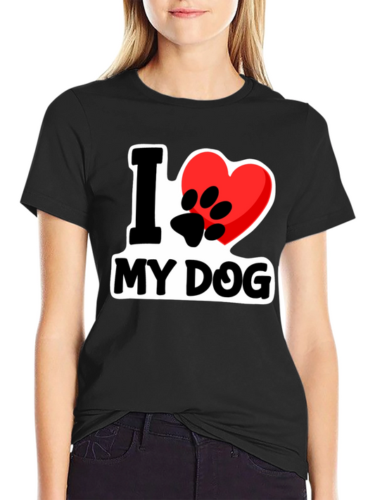 I Love My Dog T-Shirt - Heart Paw Print Design