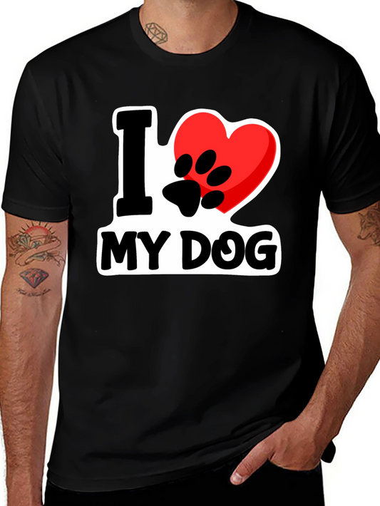 I Love My Dog T-Shirt - Heart Paw Print Design