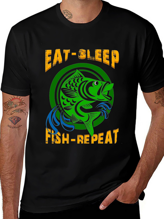 Eat Sleep Fish Repeat Graphic T-Shirt