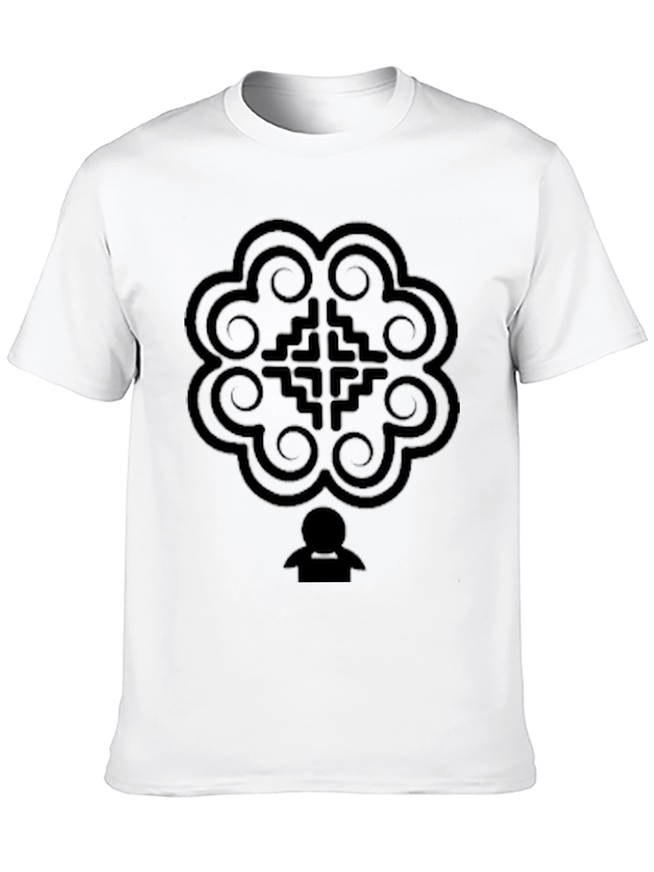 Abstract Graphic T-Shirt - Solid Black Crew Neck Tee