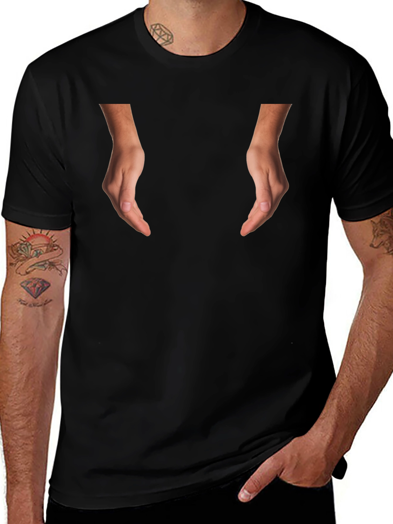 Novelty Hands Graphic Black T-Shirt