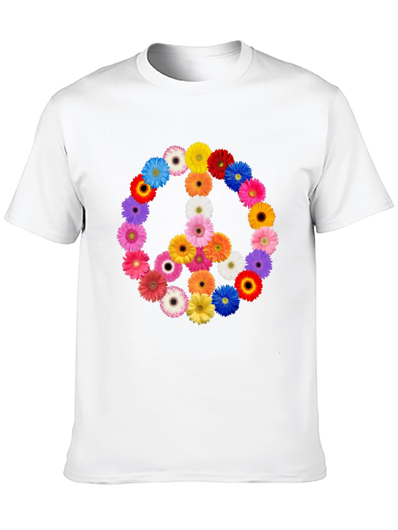 Floral Peace Sign Black T-Shirt