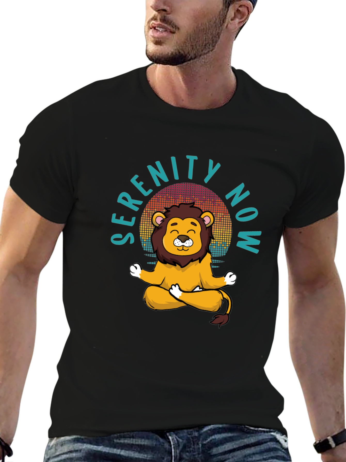 Serenity Now Meditation Lion Graphic Tee