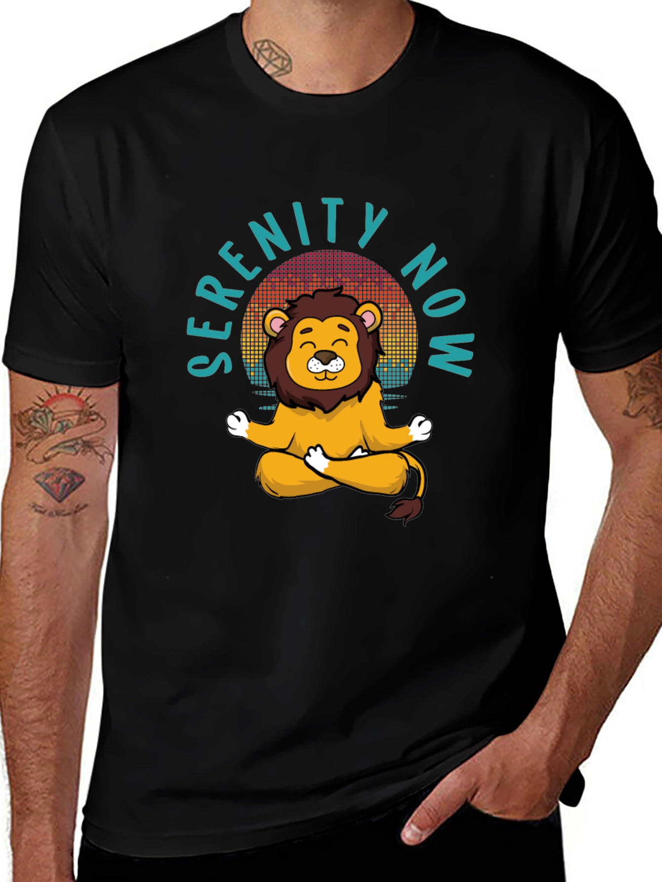 Serenity Now Meditation Lion Graphic Tee