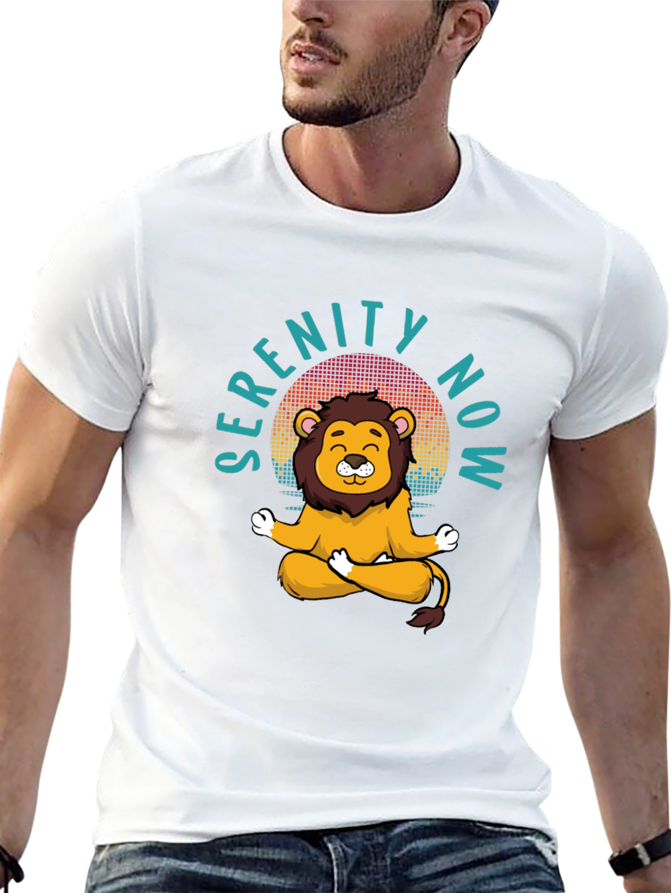 Serenity Now Meditation Lion Graphic Tee