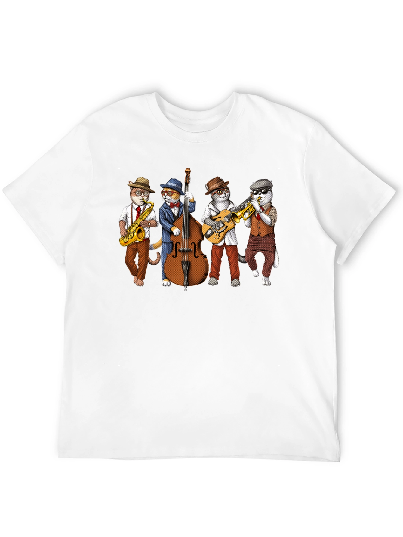 Jazz Cats Black T-Shirt - Musical Felines Tee
