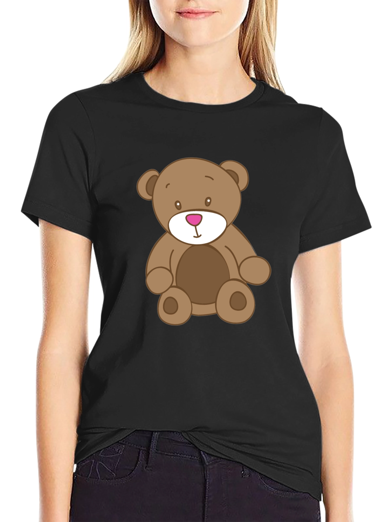 Teddy Bear Graphic Black T-Shirt