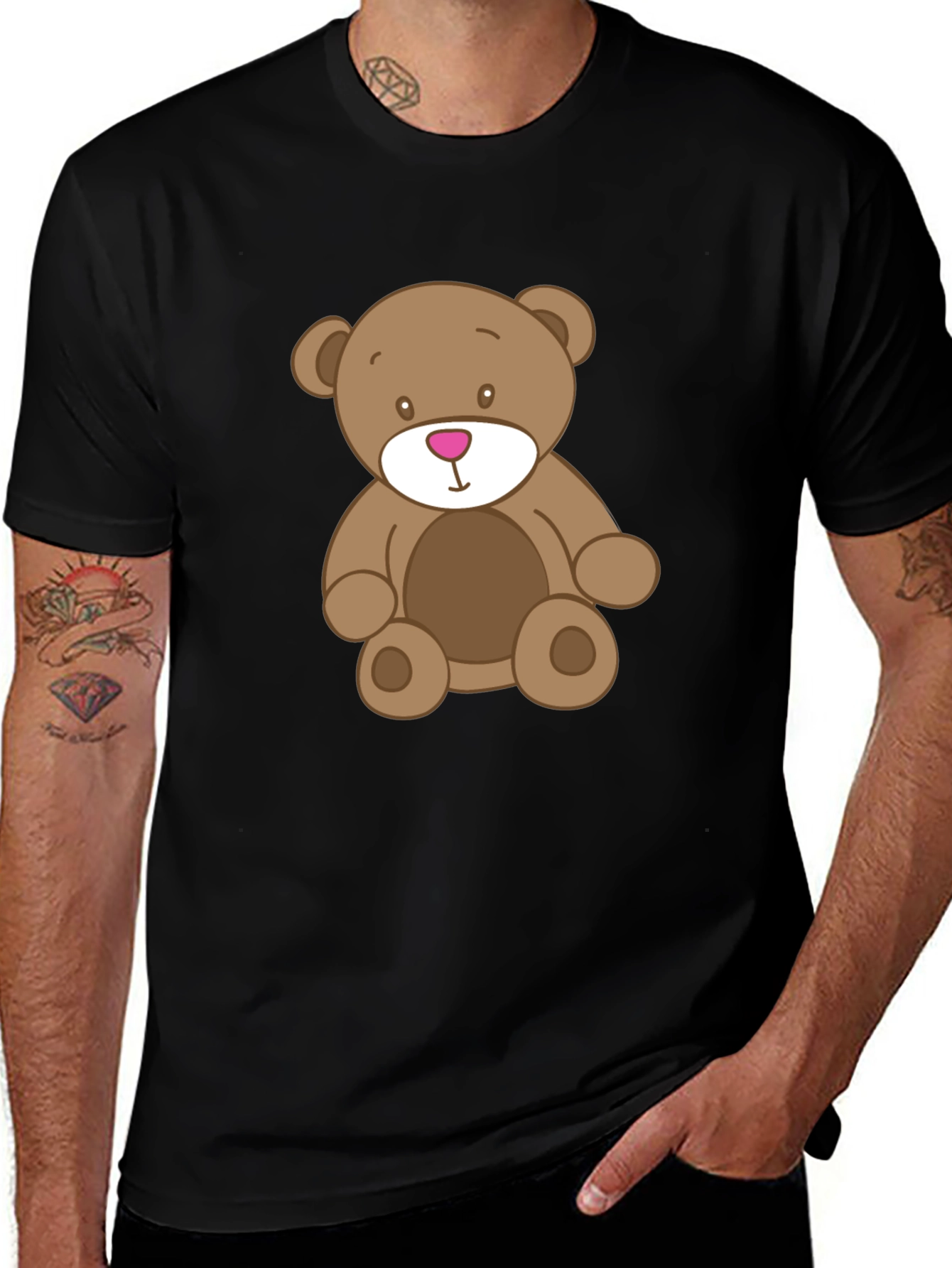 Teddy Bear Graphic Black T-Shirt