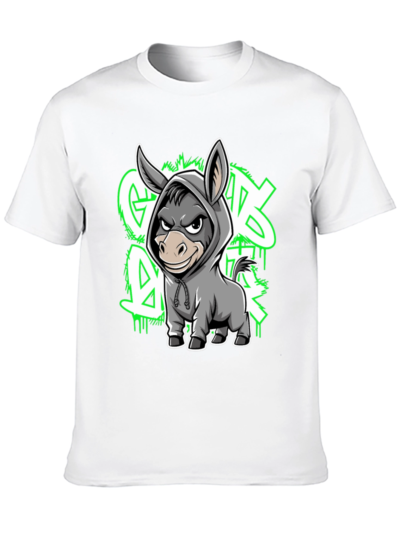 Graphic Tee - Cartoon Donkey in Hoodie