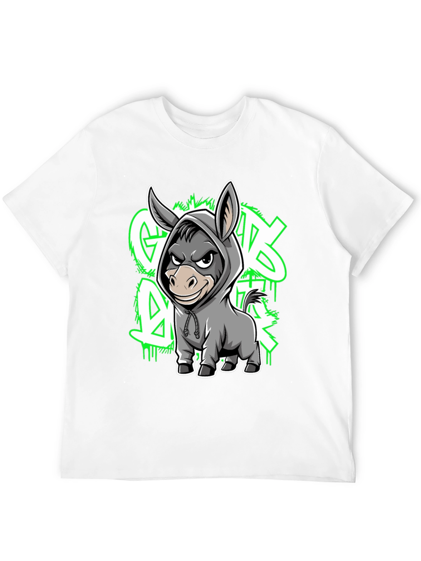 Graphic Tee - Cartoon Donkey in Hoodie