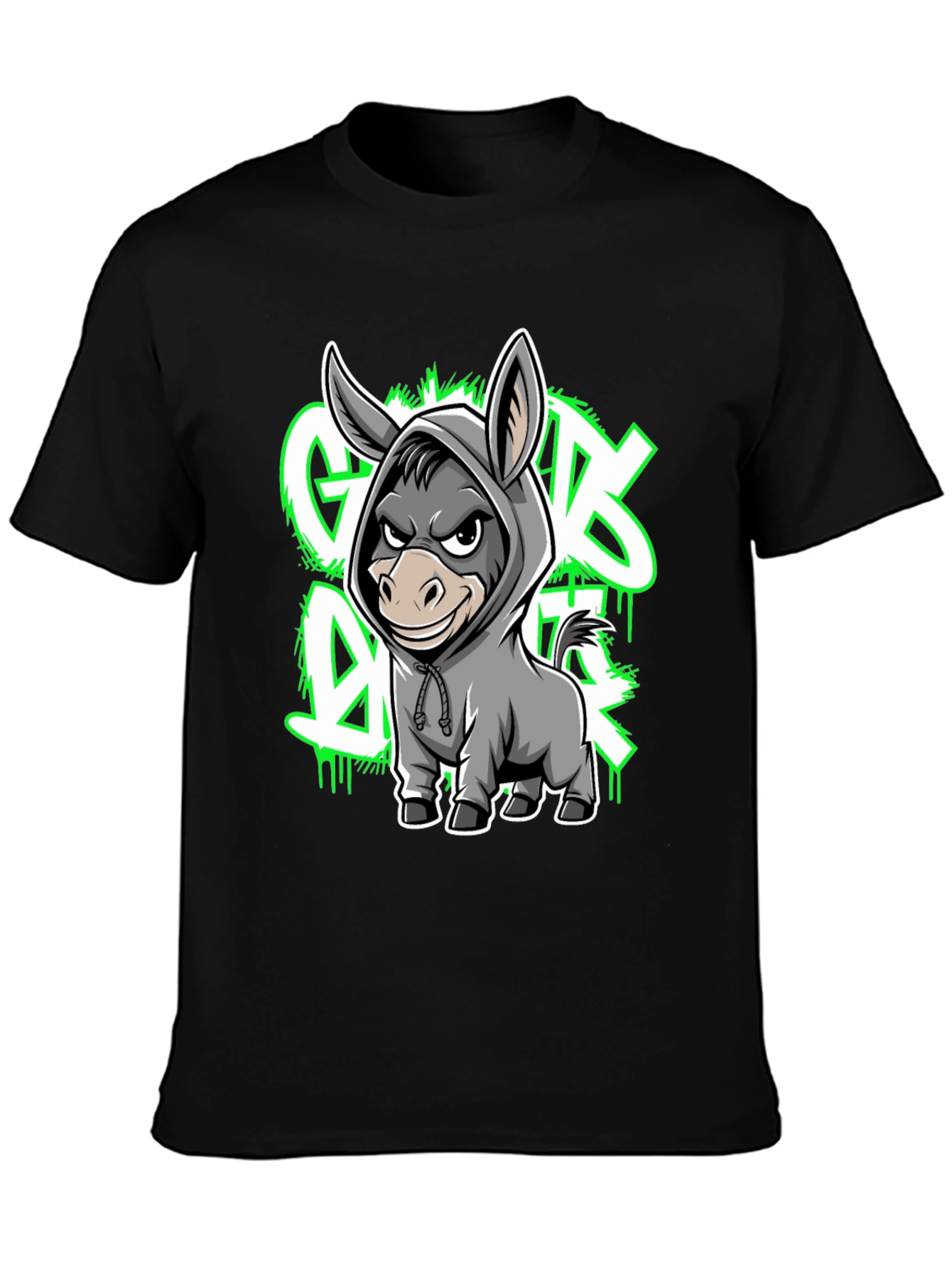Graphic Tee - Cartoon Donkey in Hoodie