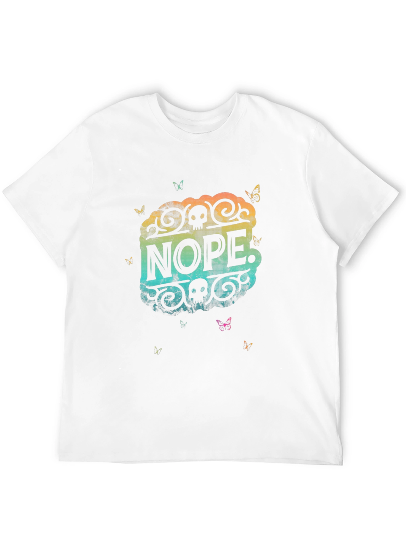 Nope. Skull Butterfly Graphic Black T-Shirt