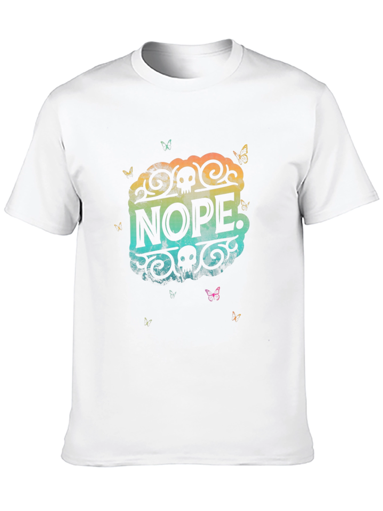 Nope. Skull Butterfly Graphic Black T-Shirt