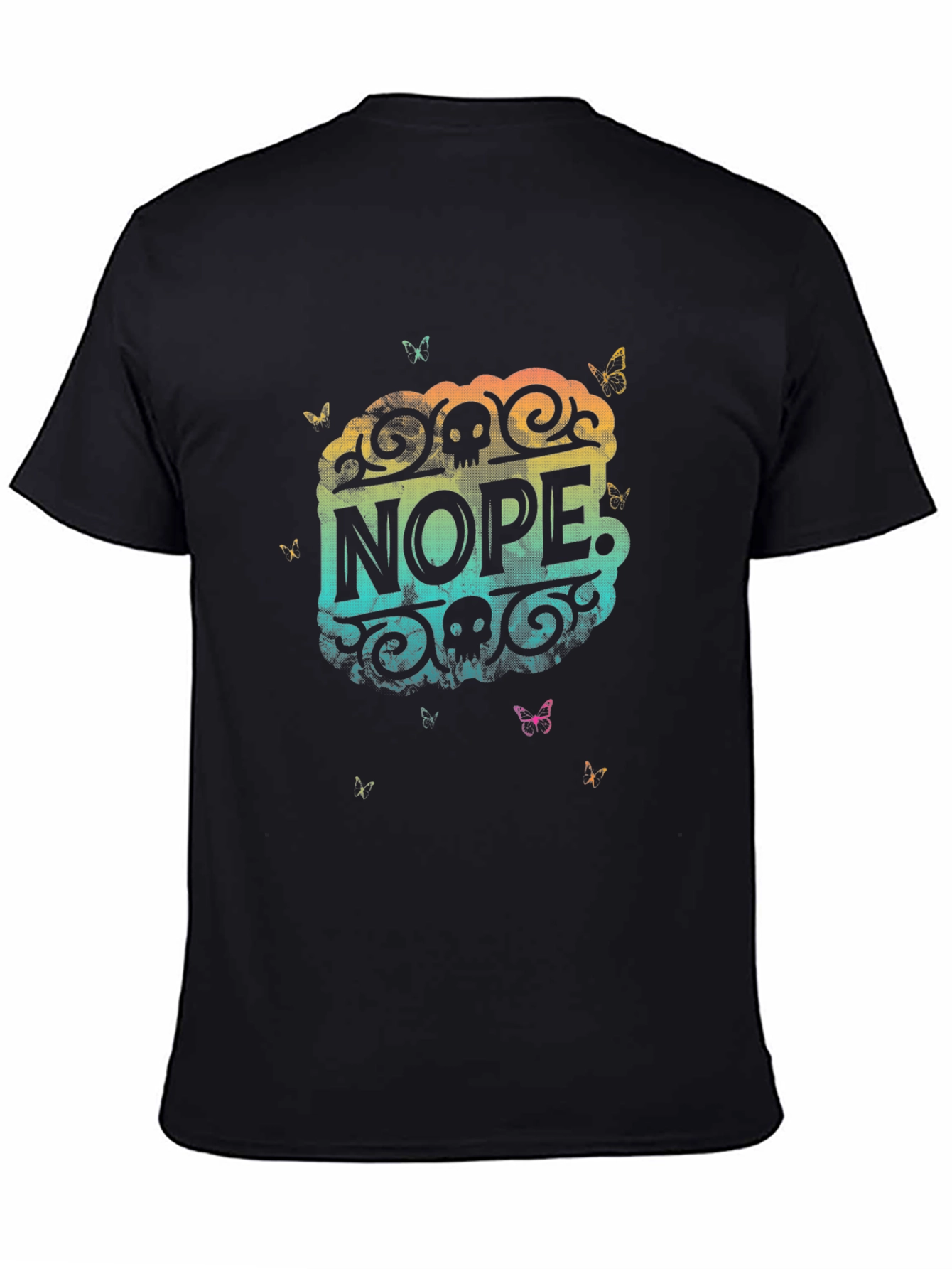 Nope. Skull Butterfly Graphic Black T-Shirt