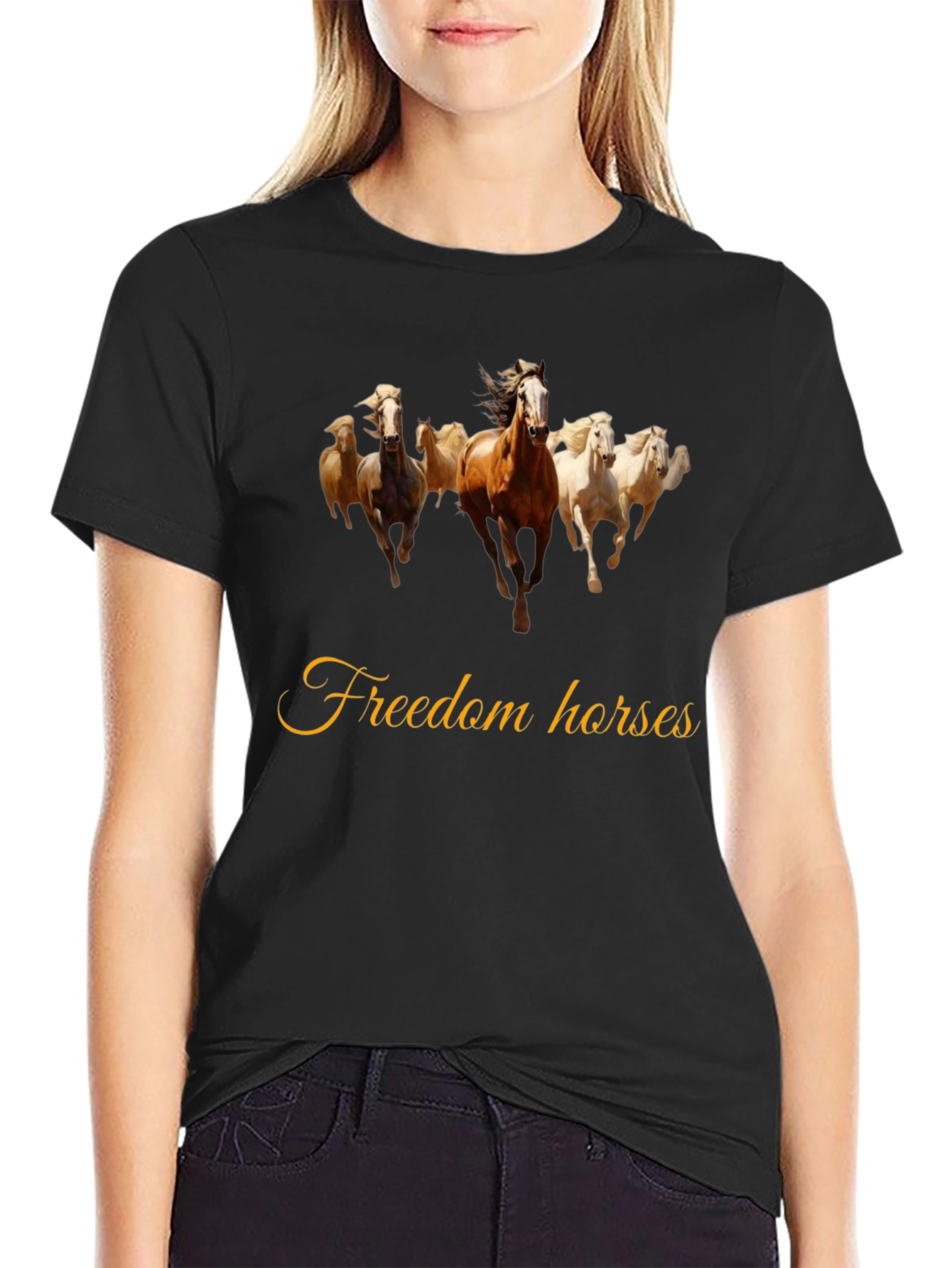 Freedom Horses Black T-Shirt