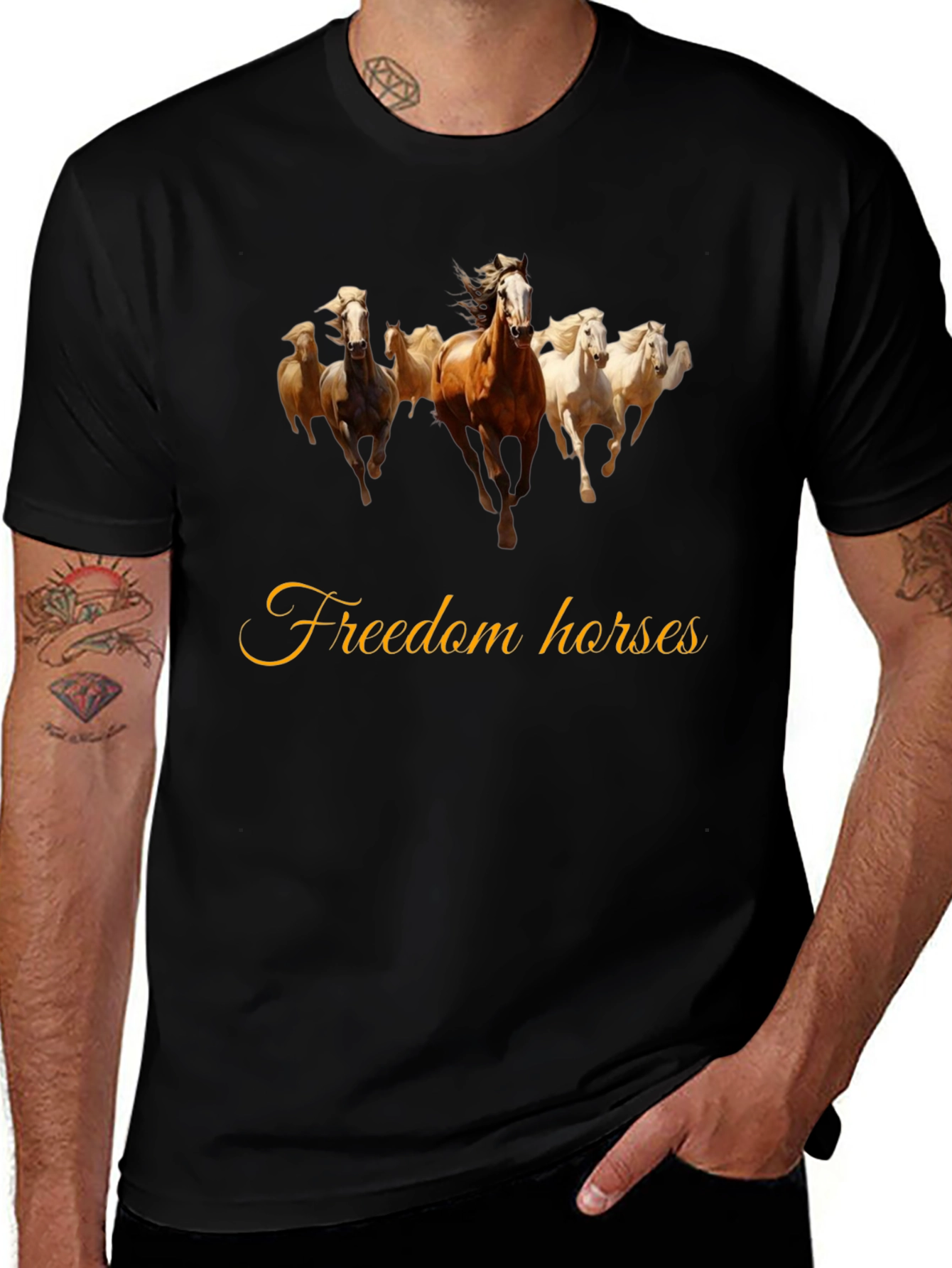 Freedom Horses Black T-Shirt