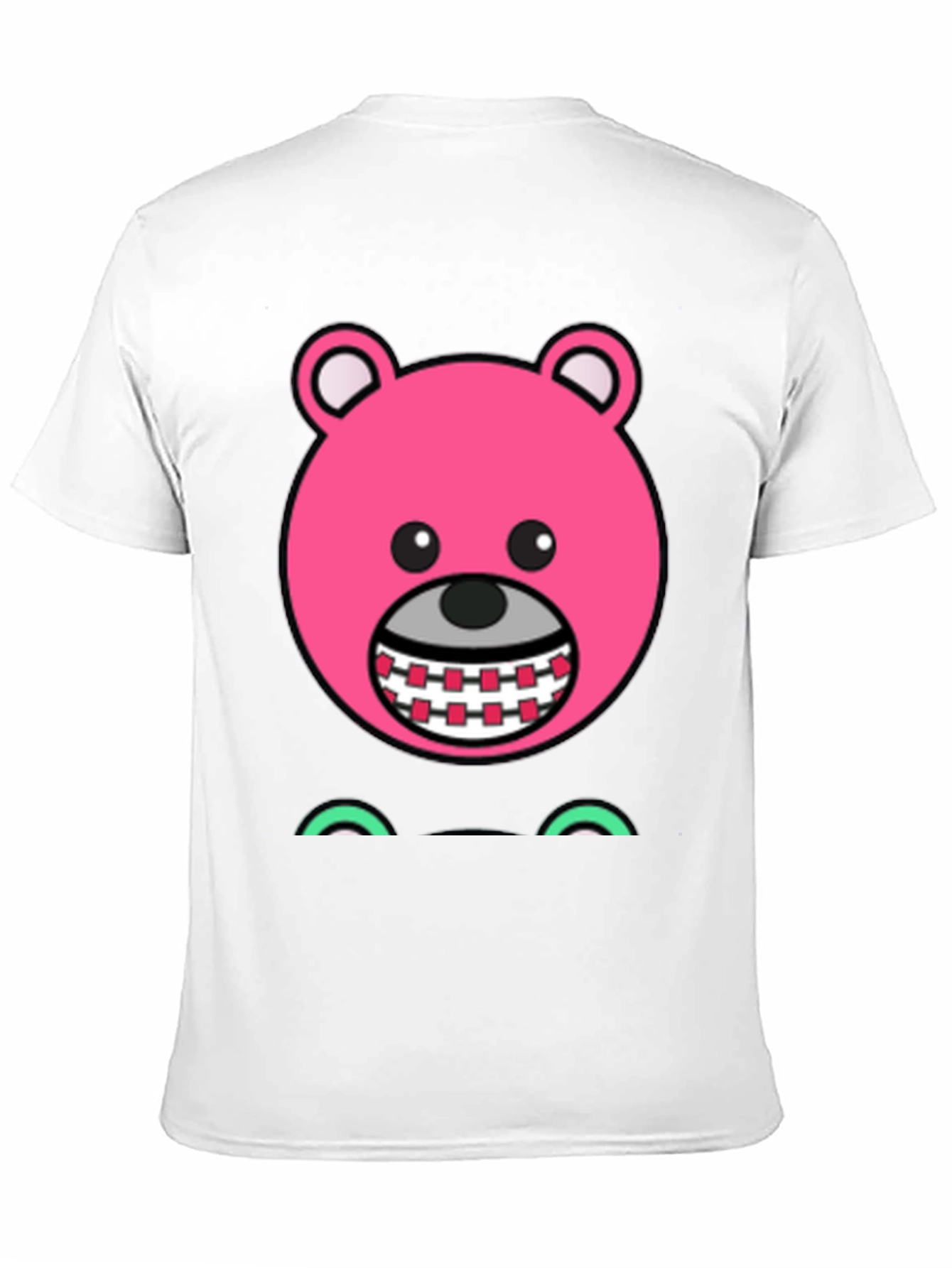 Novelty Pink Bear Cartoon Graphic Black T-Shirt