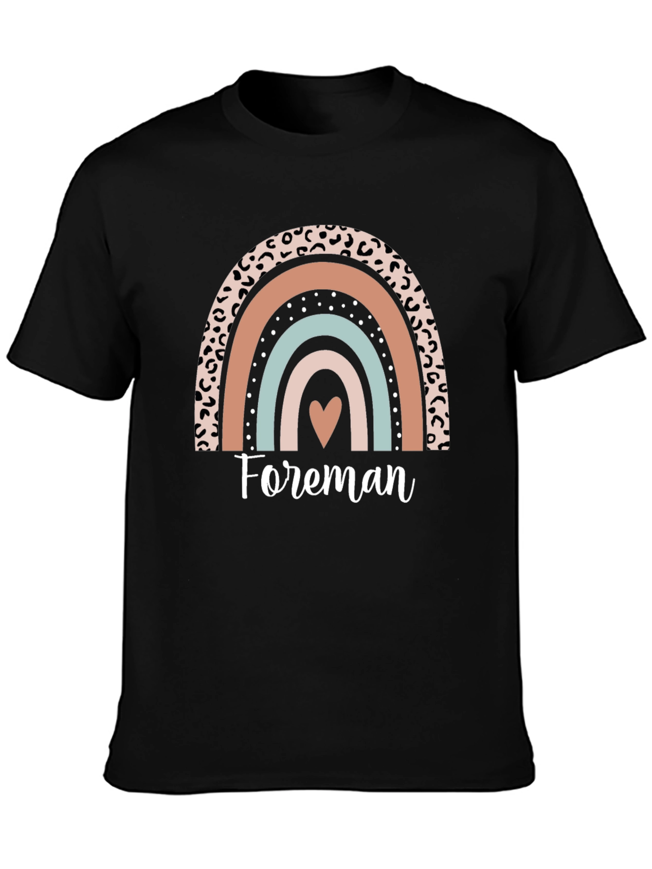 Foreman Rainbow Heart Black T-Shirt