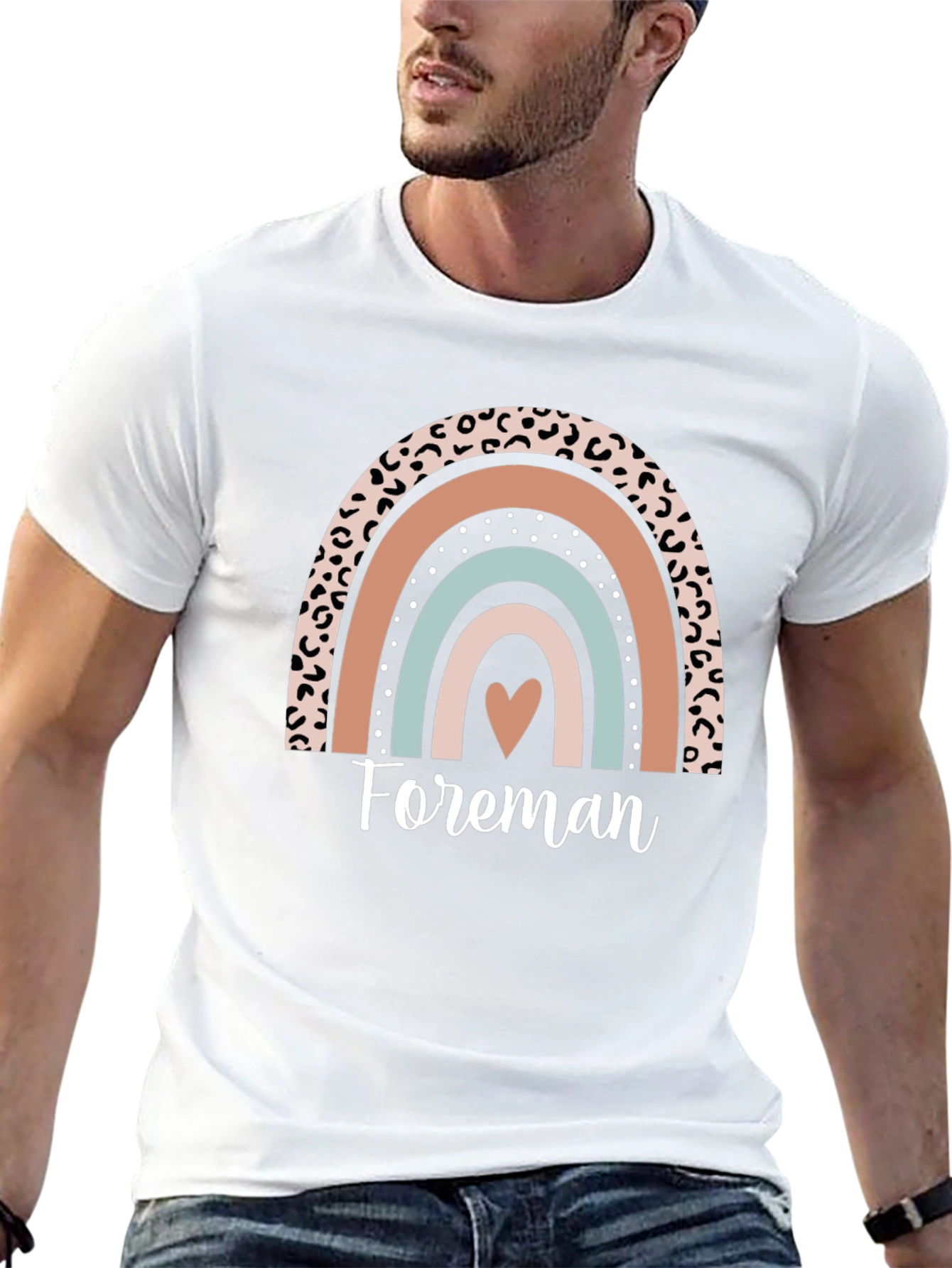 Foreman Rainbow Heart Black T-Shirt