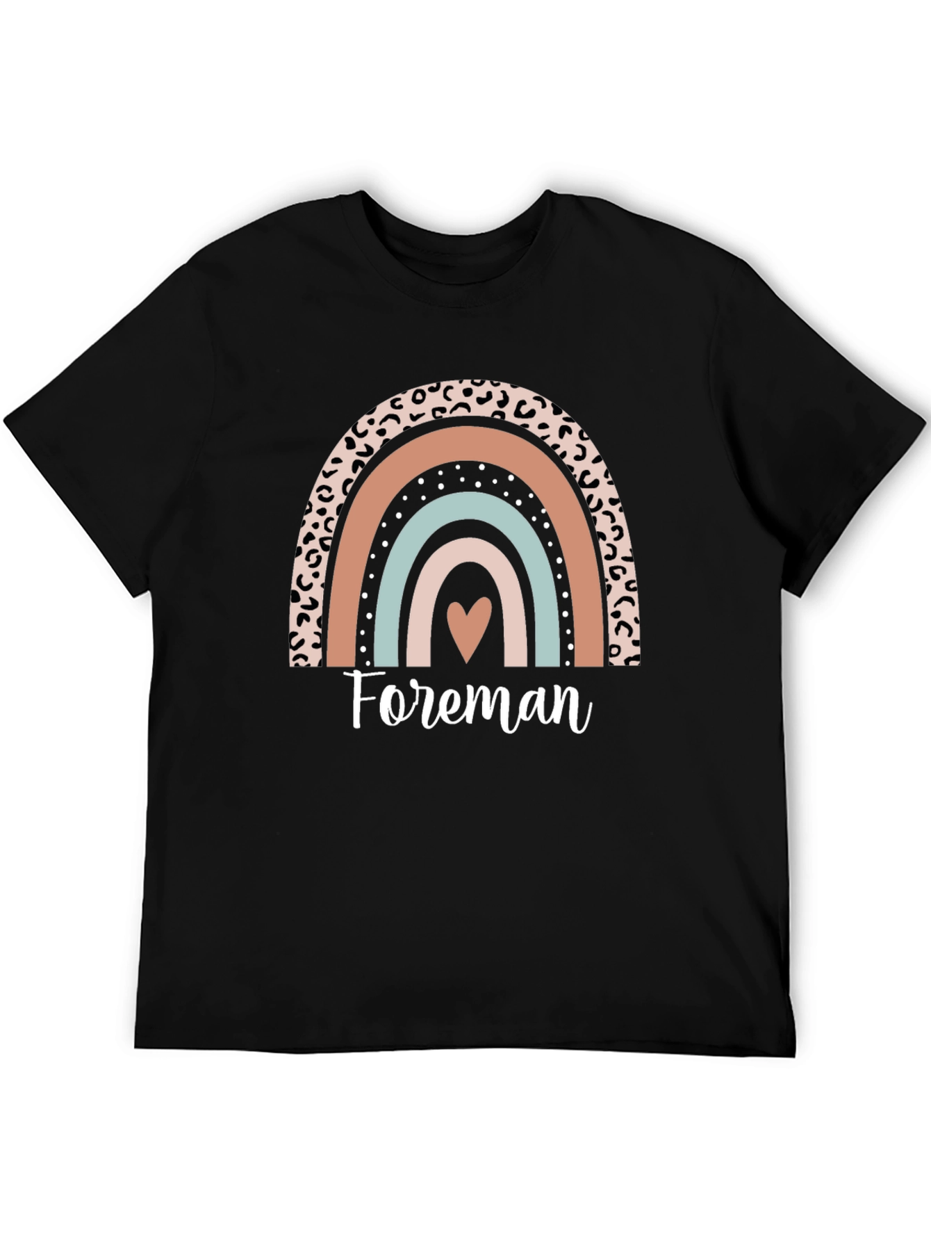 Foreman Rainbow Heart Black T-Shirt