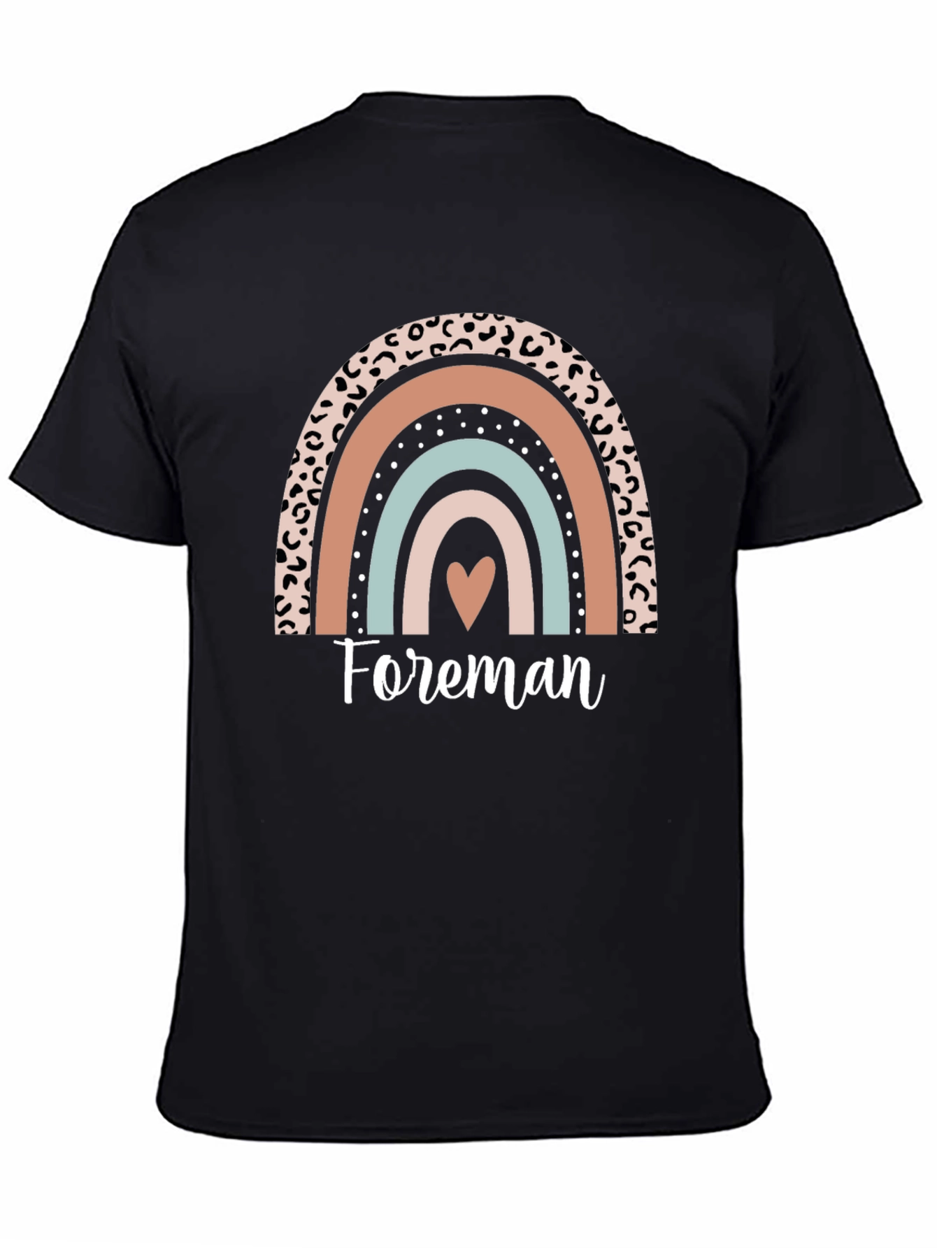 Foreman Rainbow Heart Black T-Shirt