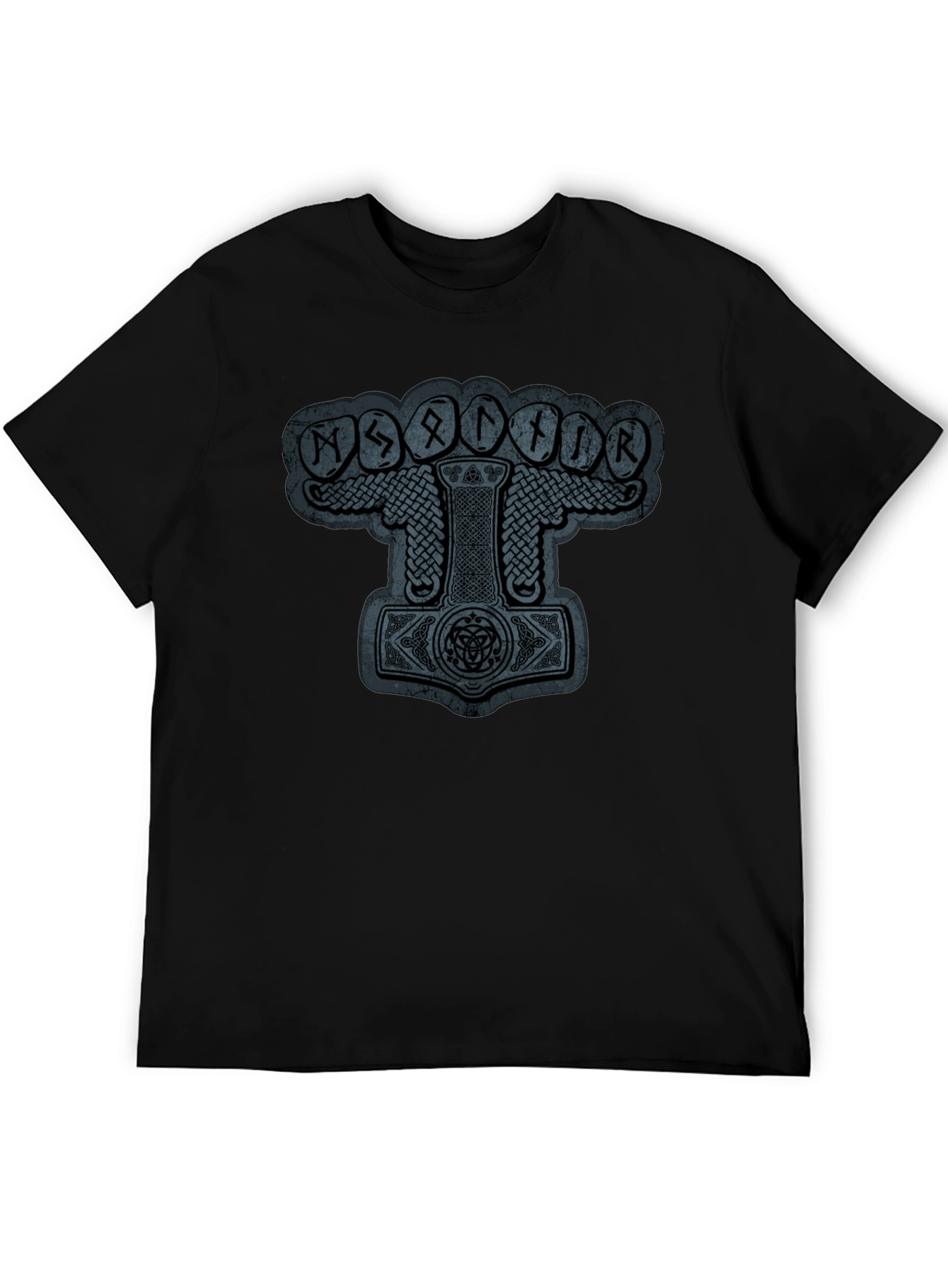 Mjollnir Viking Rune Graphic Black T-Shirt