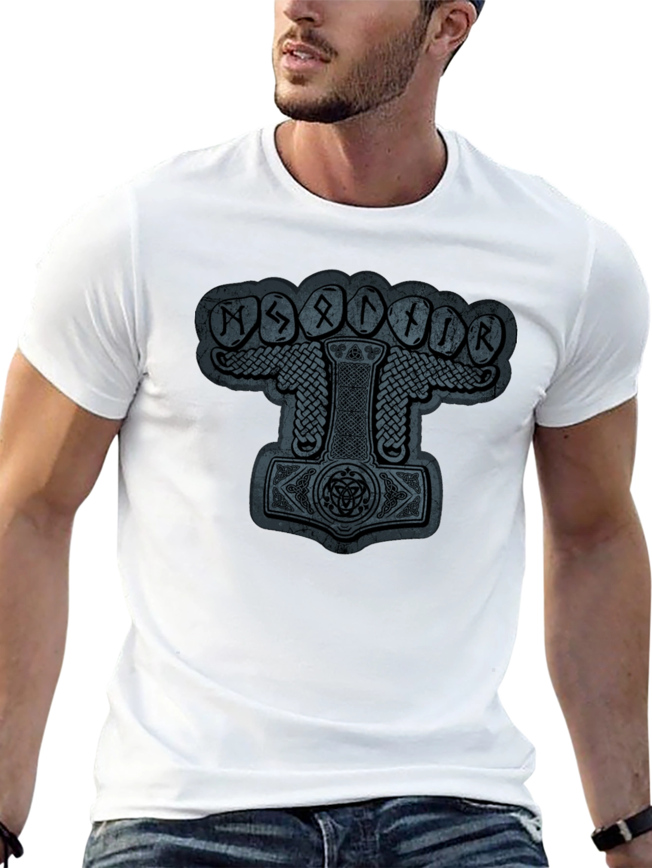 Mjollnir Viking Rune Graphic Black T-Shirt