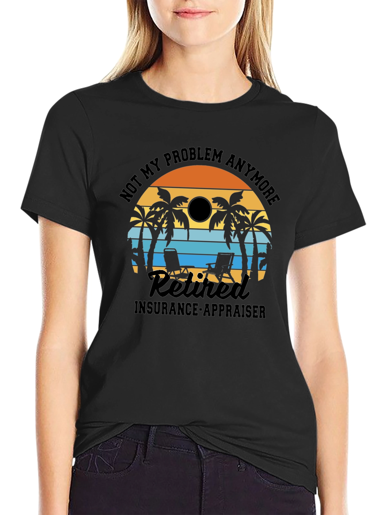 Retired Insurance Appraiser T-Shirt - Beach Sunset Design