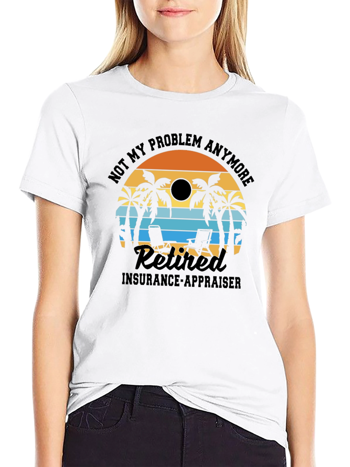 Retired Insurance Appraiser T-Shirt - Beach Sunset Design