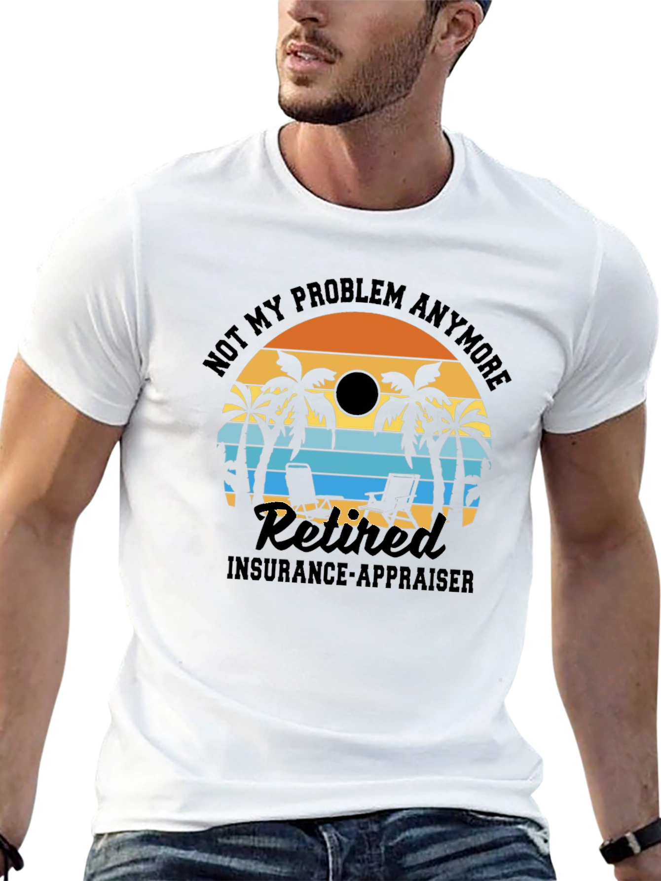 Retired Insurance Appraiser T-Shirt - Beach Sunset Design