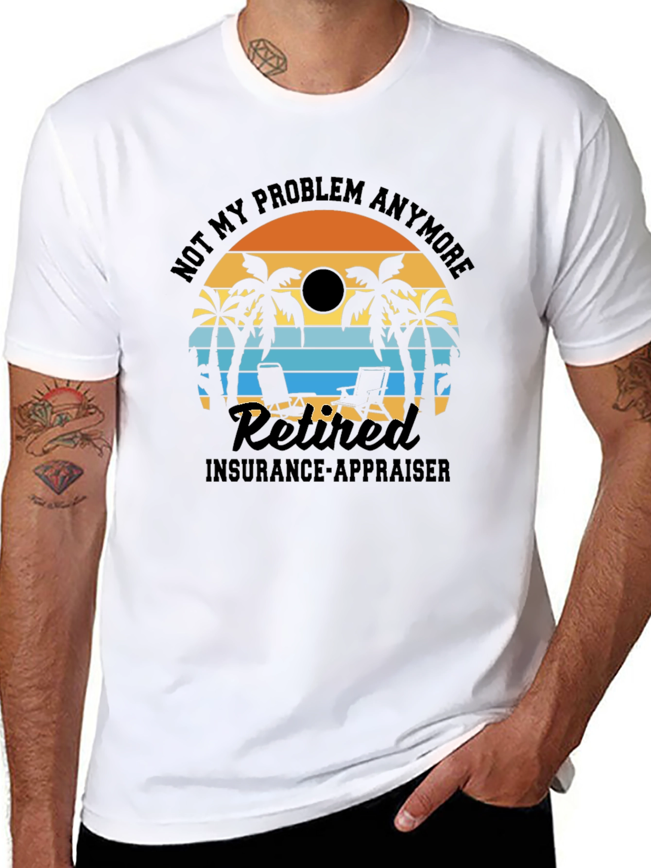 Retired Insurance Appraiser T-Shirt - Beach Sunset Design