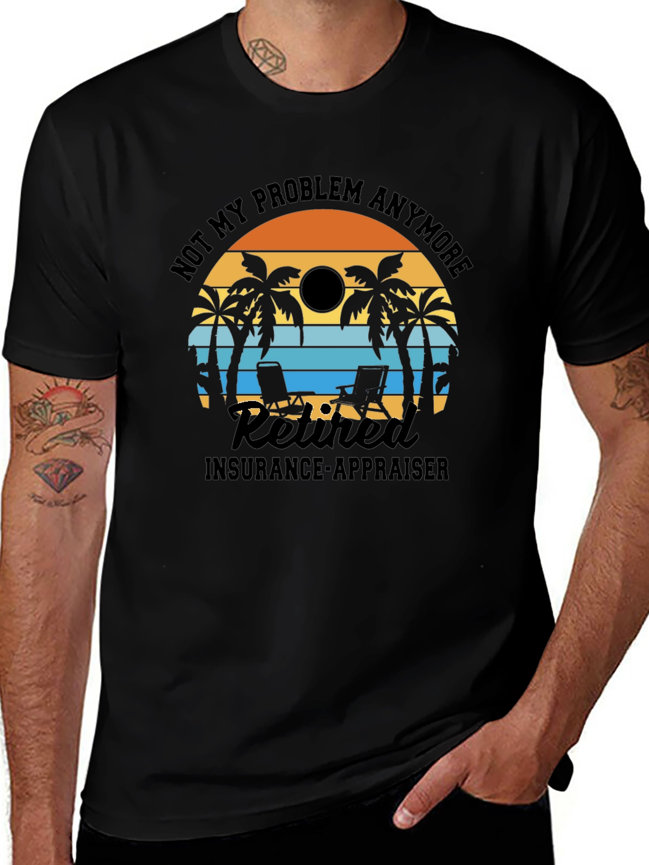 Retired Insurance Appraiser T-Shirt - Beach Sunset Design