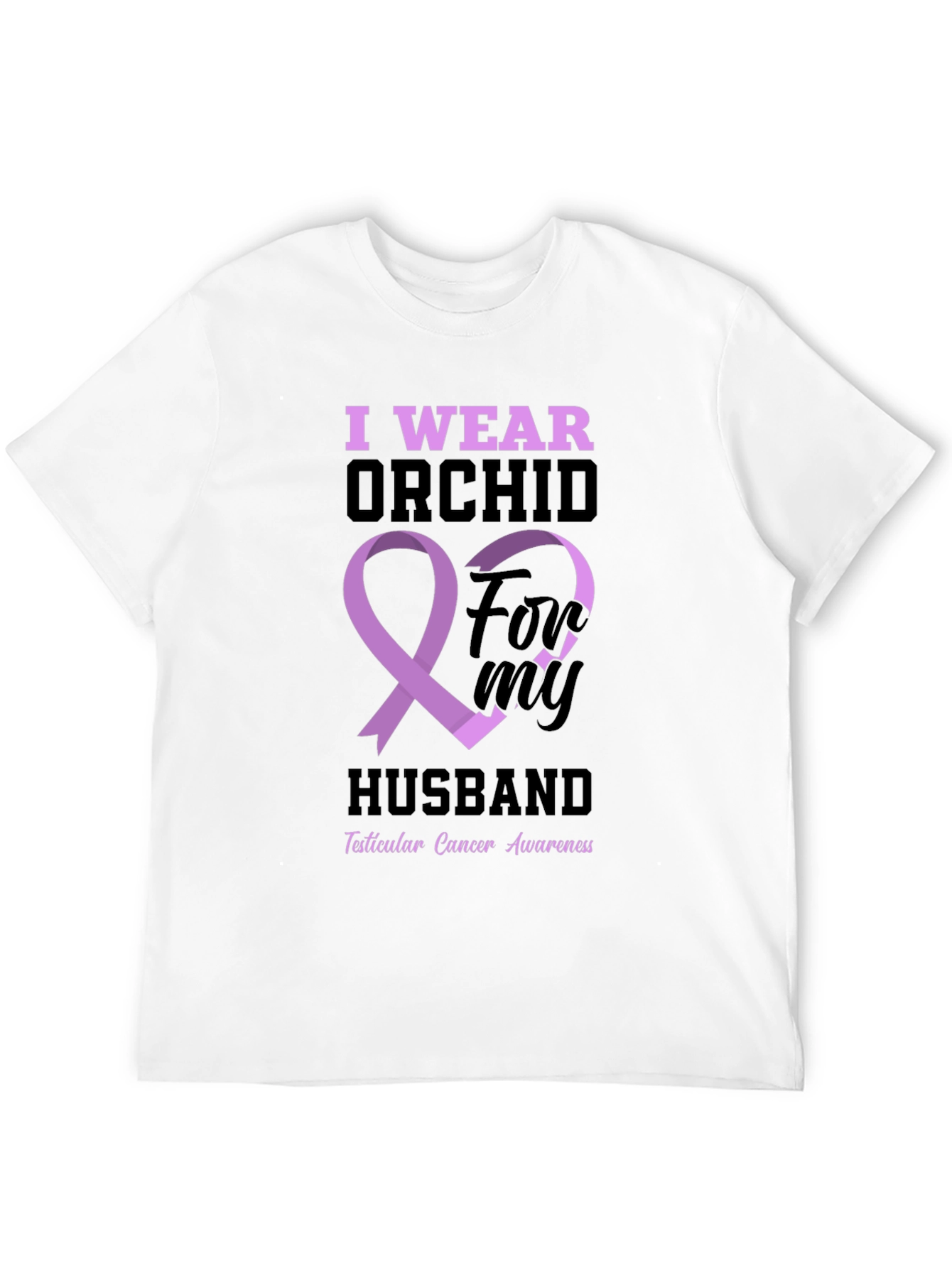 Orchid Ribbon Husband T-Shirt - Cancer Awareness