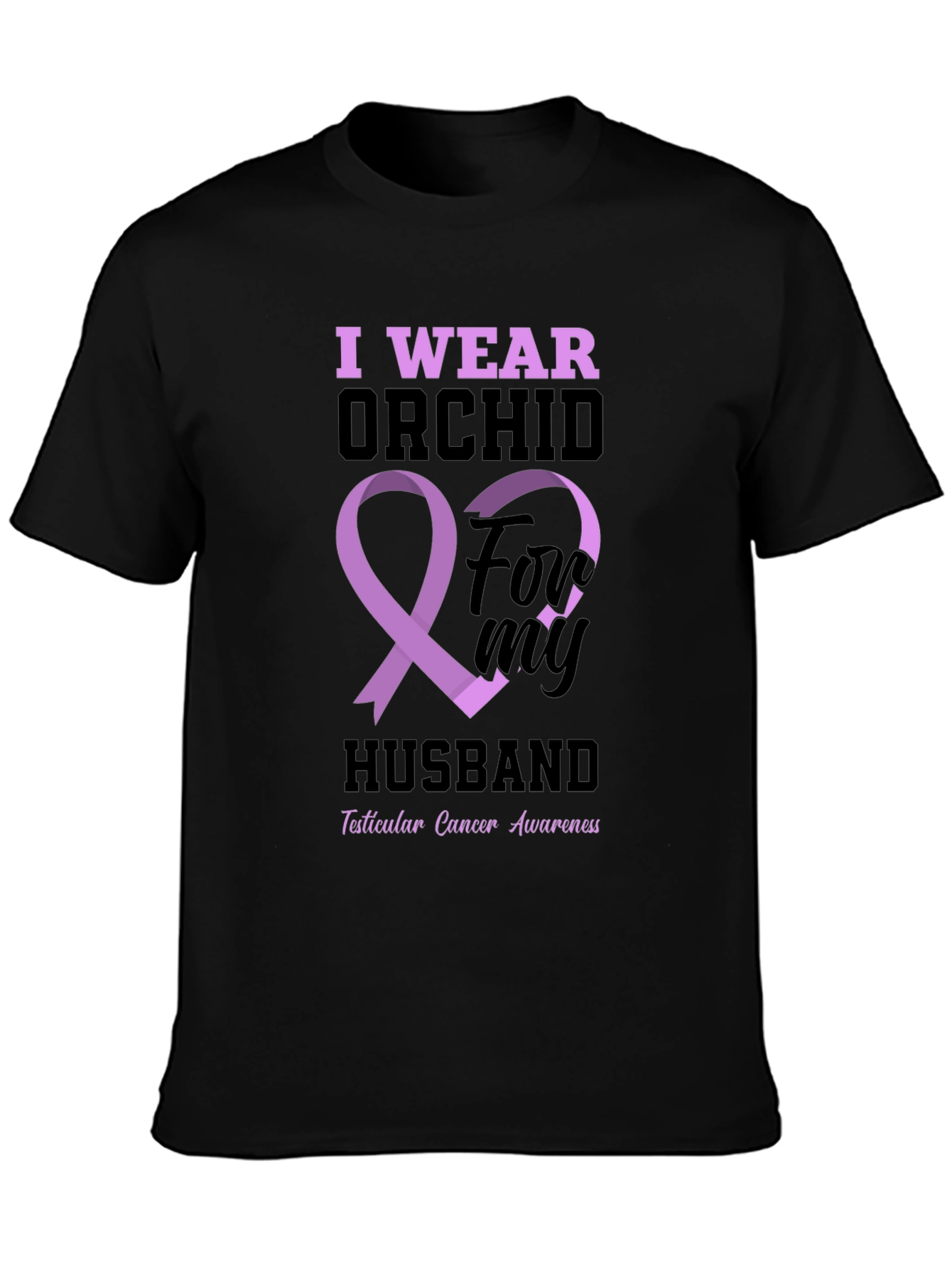 Orchid Ribbon Husband T-Shirt - Cancer Awareness