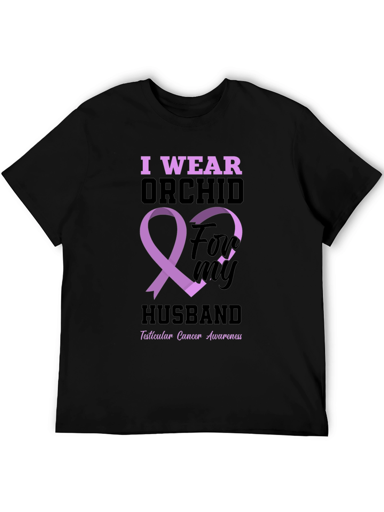 Orchid Ribbon Husband T-Shirt - Cancer Awareness