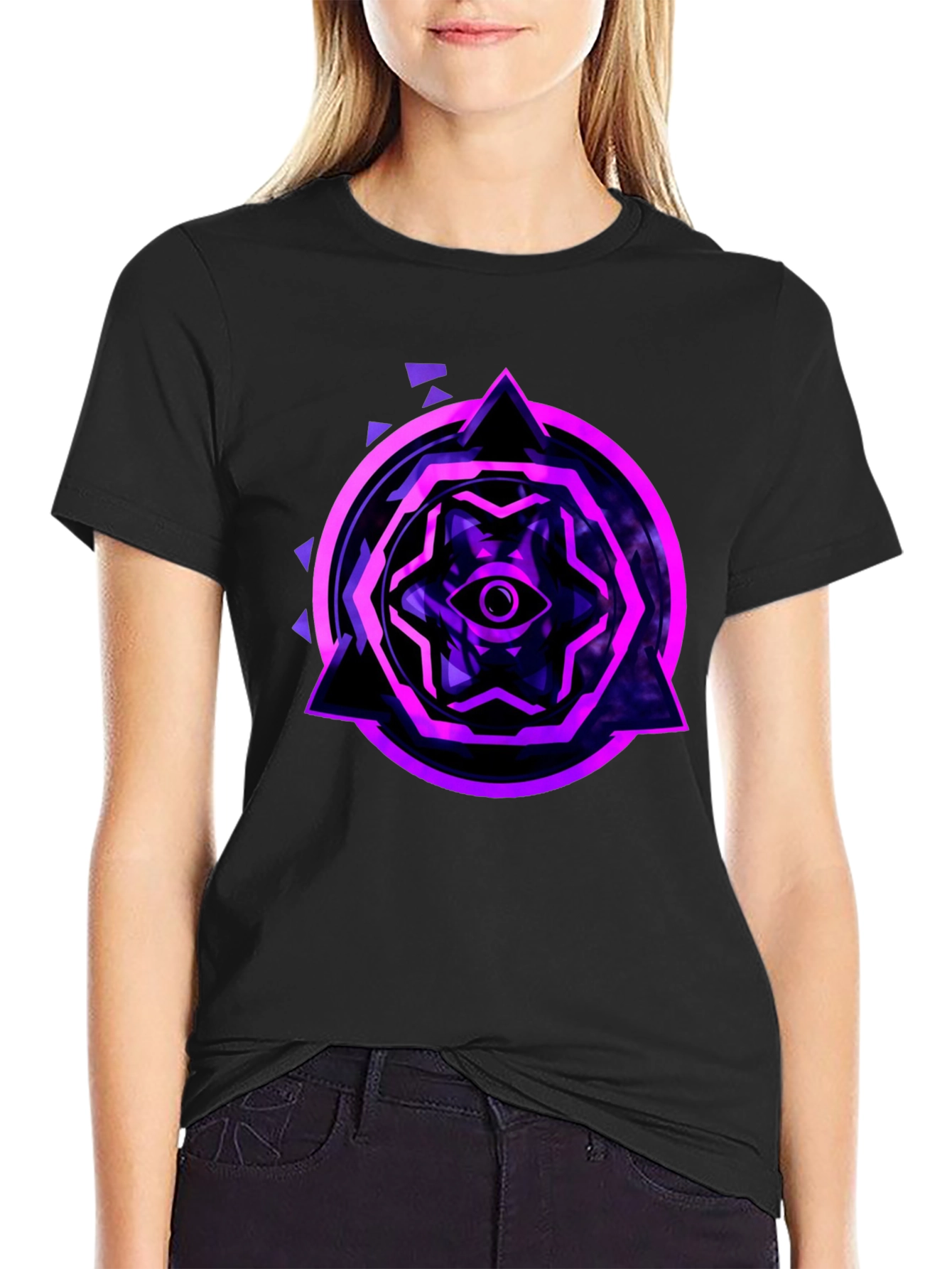 Mystic Eye Graphic Tee - Black Cotton Blend