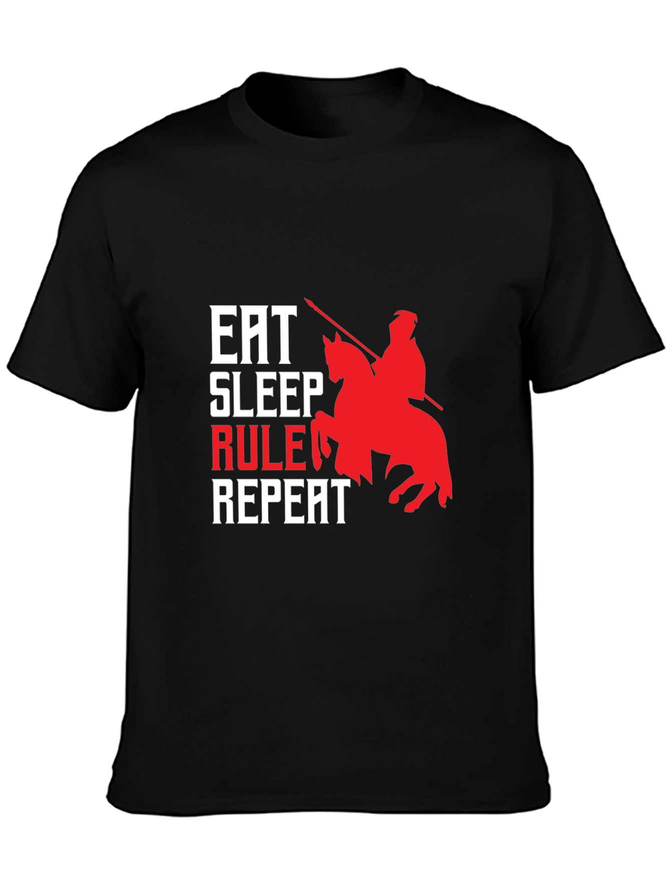 Eat Sleep Rule Repeat Graphic Tee - Black Cotton
