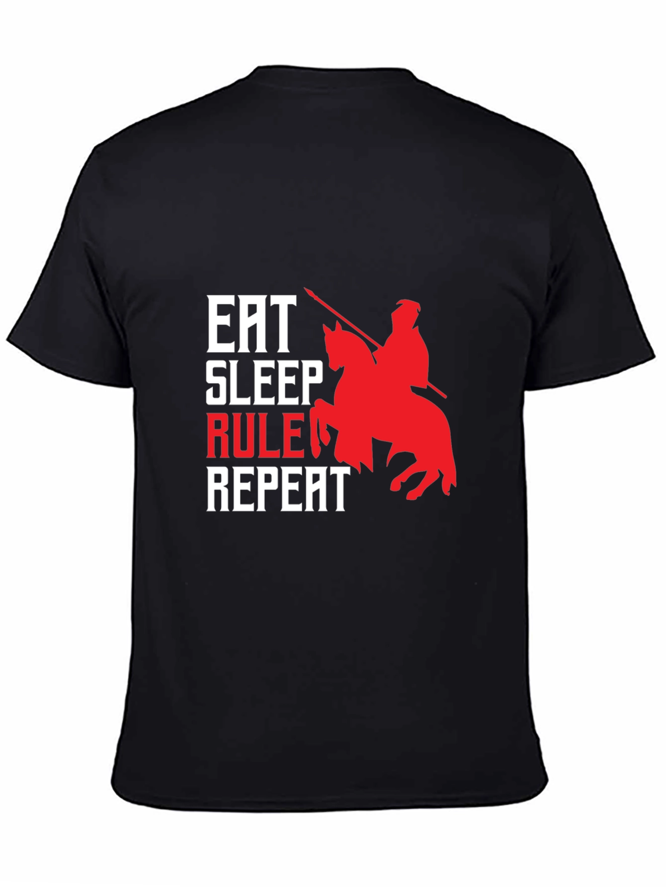 Eat Sleep Rule Repeat Graphic Tee - Black Cotton